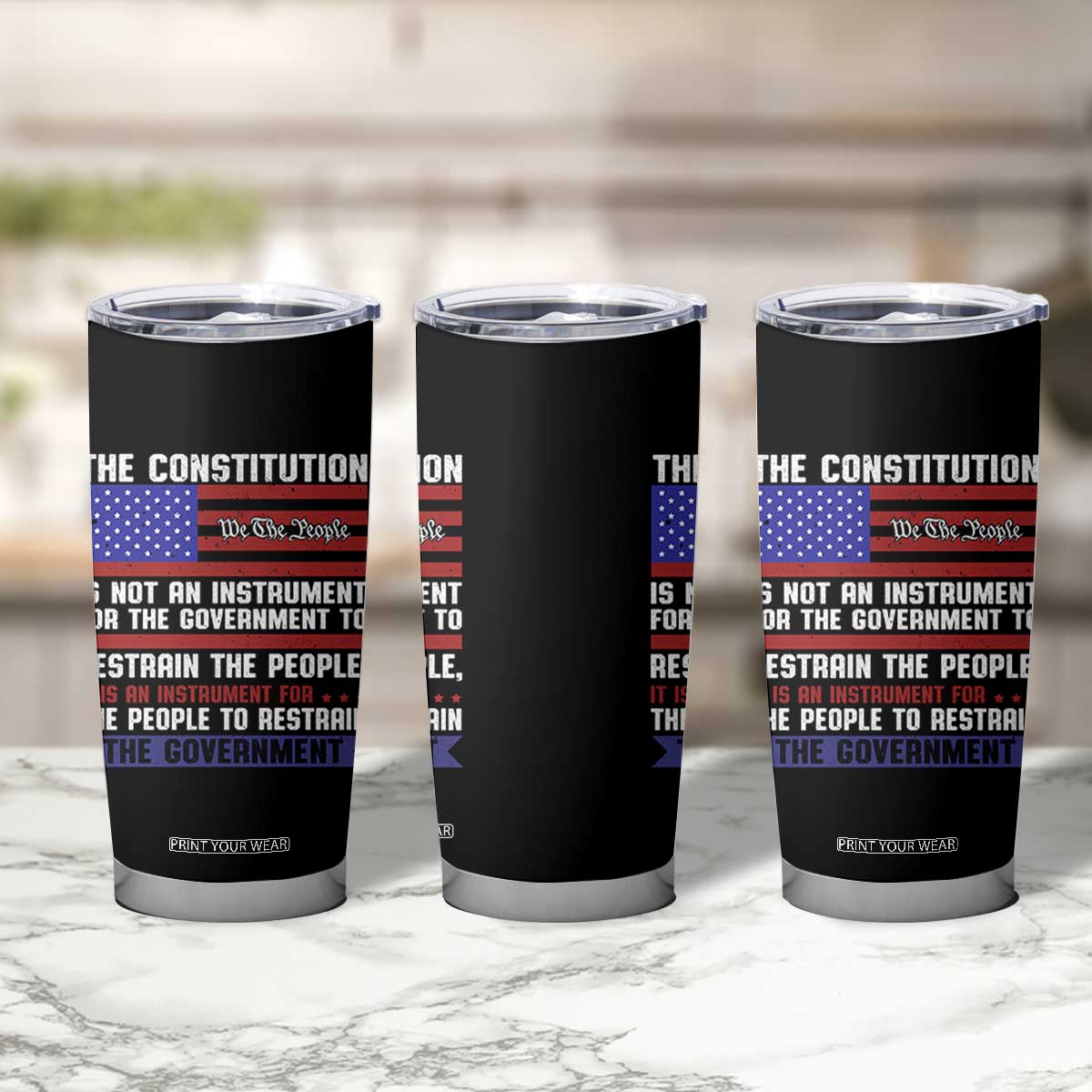 Constitution Liberty American Patriotic Tumbler Cup We The People US Flag TS02