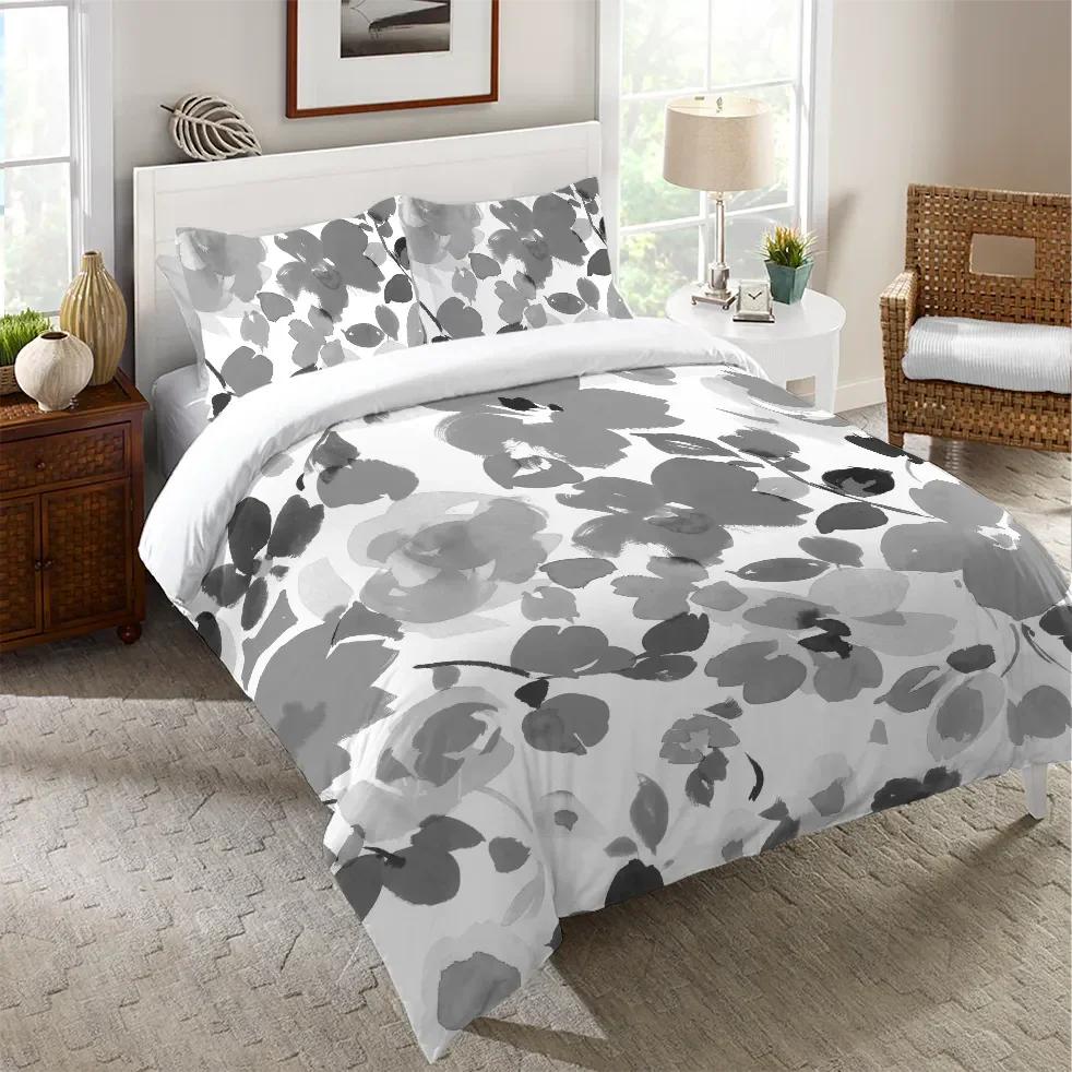 Contemporary Florals Duvet Cover Bedding Set | Personalized 3-pc Duvet Cover With Pillowcases