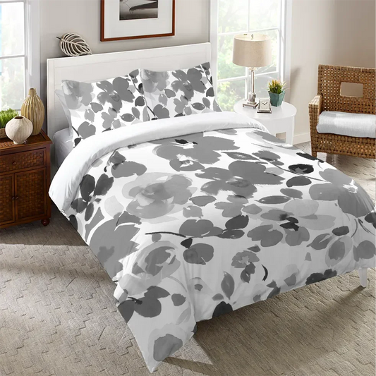 Contemporary Florals Duvet Cover Bedding Set | Personalized 3-pc Duvet Cover With Pillowcases