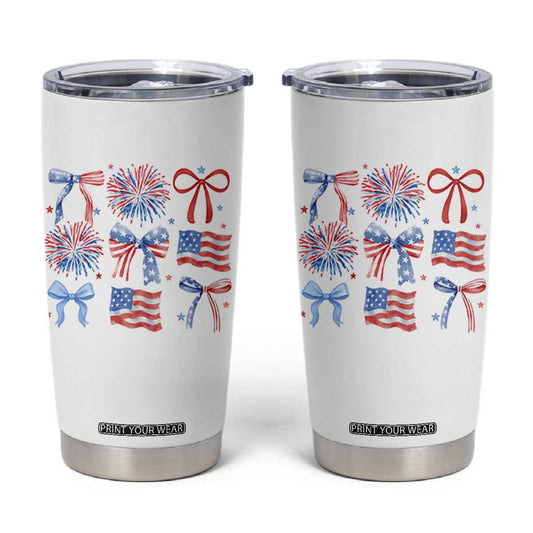 Coquette 4th Of July Tumbler Cup Patriotic Bow American Flag TS10