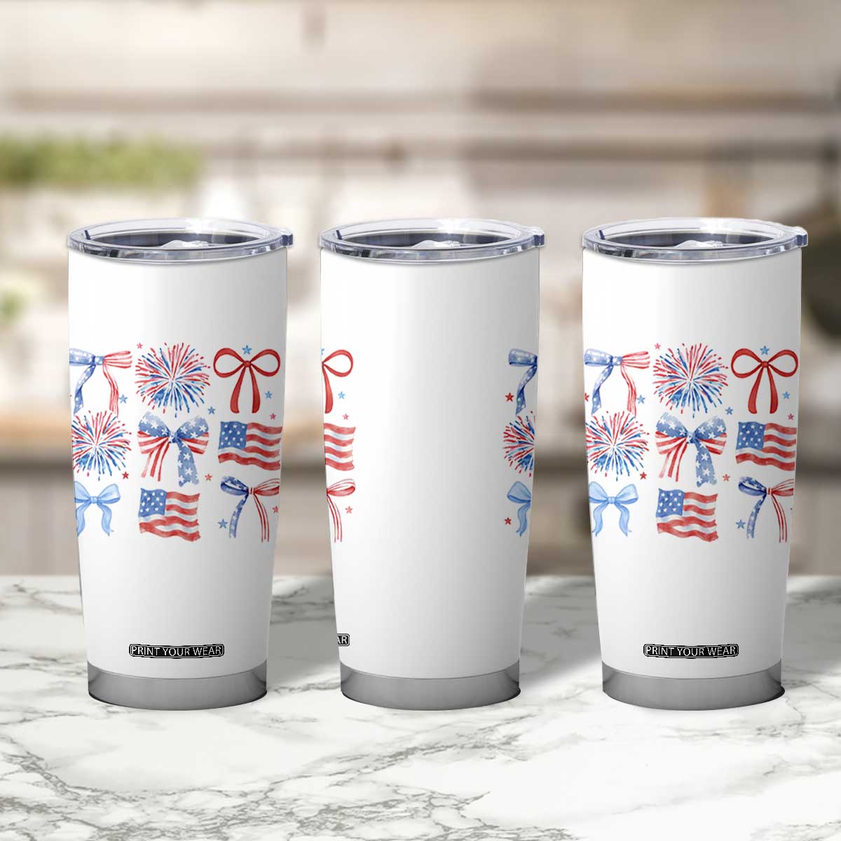 Coquette 4th Of July Tumbler Cup Patriotic Bow American Flag TS10