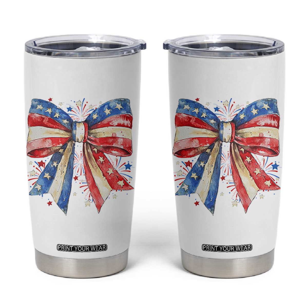 Coquette 4th Of July Tumbler Cup USA Bow American Flag Red White and Blue TS10