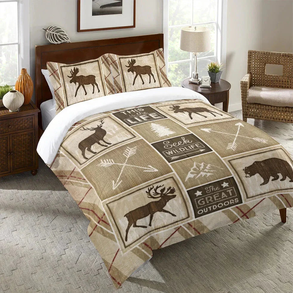 Country Cabin Duvet Cover Bedding Set | Personalized 3-pc Duvet Cover With Pillowcases