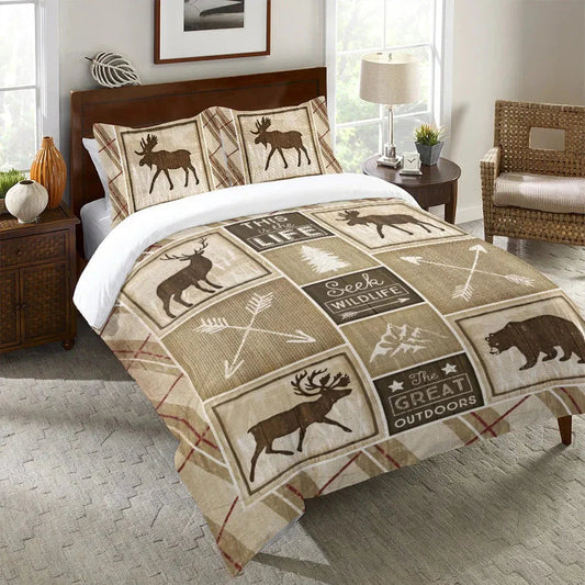 Country Cabin Duvet Cover Bedding Set | Personalized 3-pc Duvet Cover With Pillowcases
