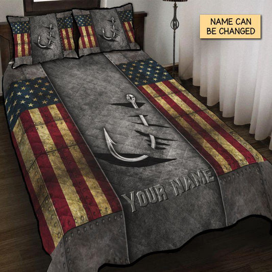 Crack Fishing Flag Quilt Bedding Set Custom Name