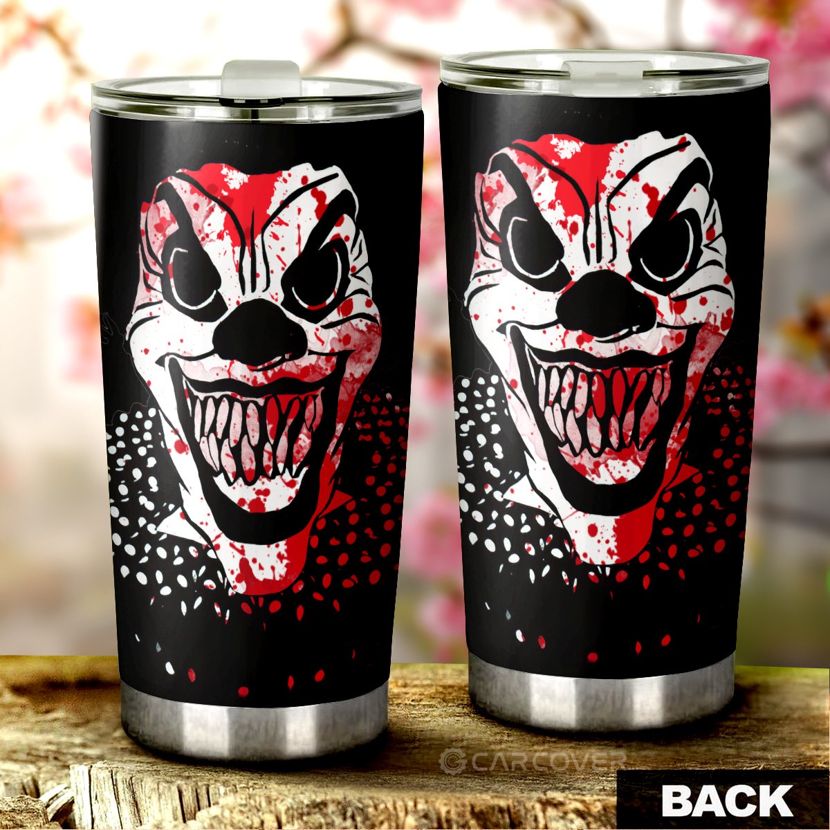 Creepy Evil Clown Face Tumbler Cup Custom Halloween Car Accessories
