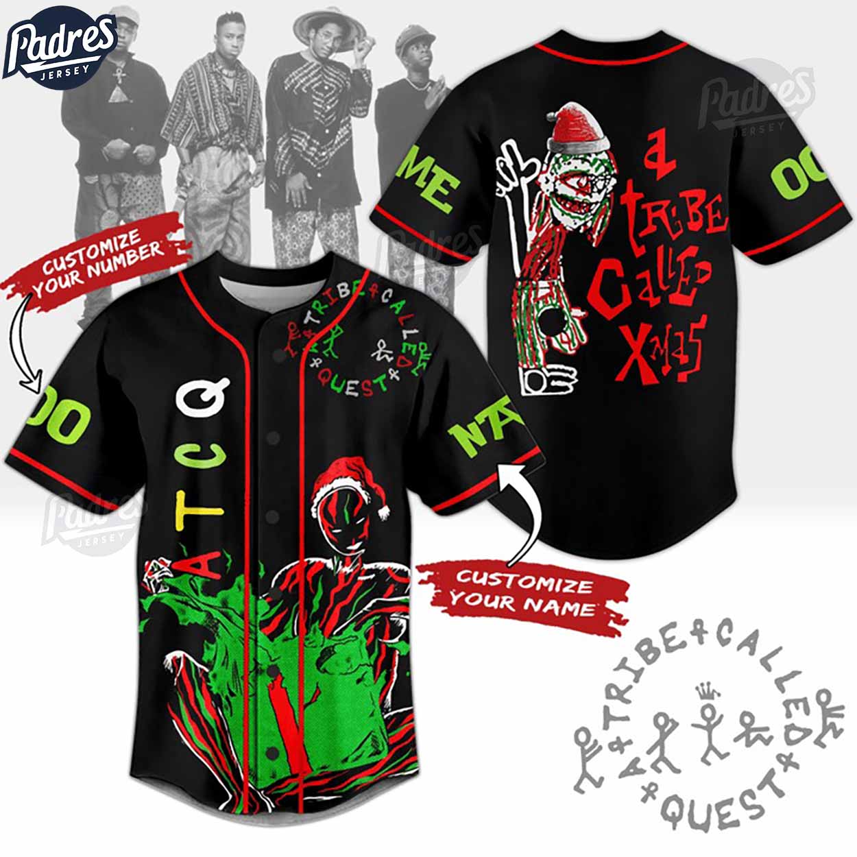 Custom A Tribe Called Quest ATCQ Christmas Baseball Jersey - Padres Jersey Oasis: Elevate Your Baseball Style Game