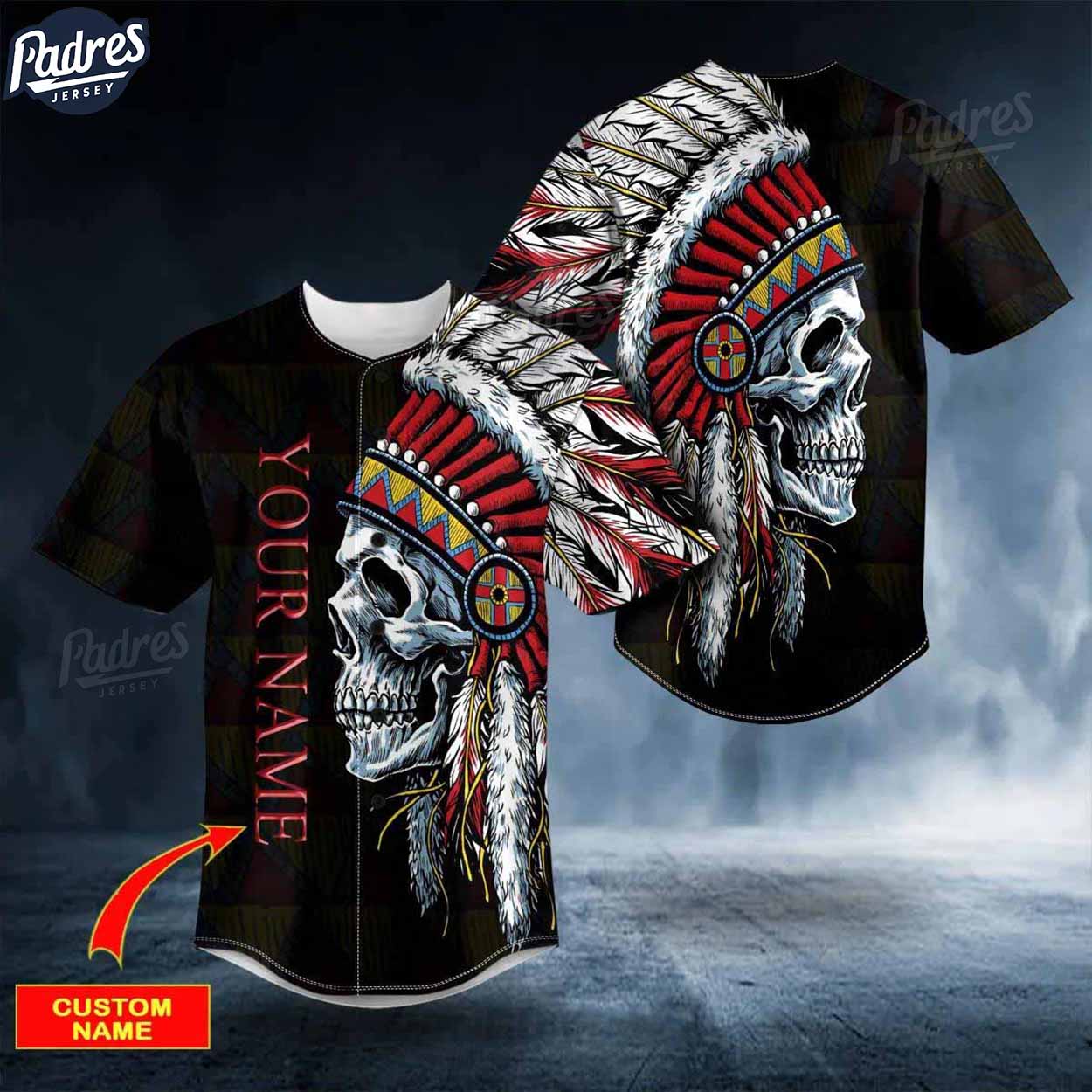 Custom Black Native Skull Baseball Jersey - Padres Jersey Oasis: Elevate Your Baseball Style Game