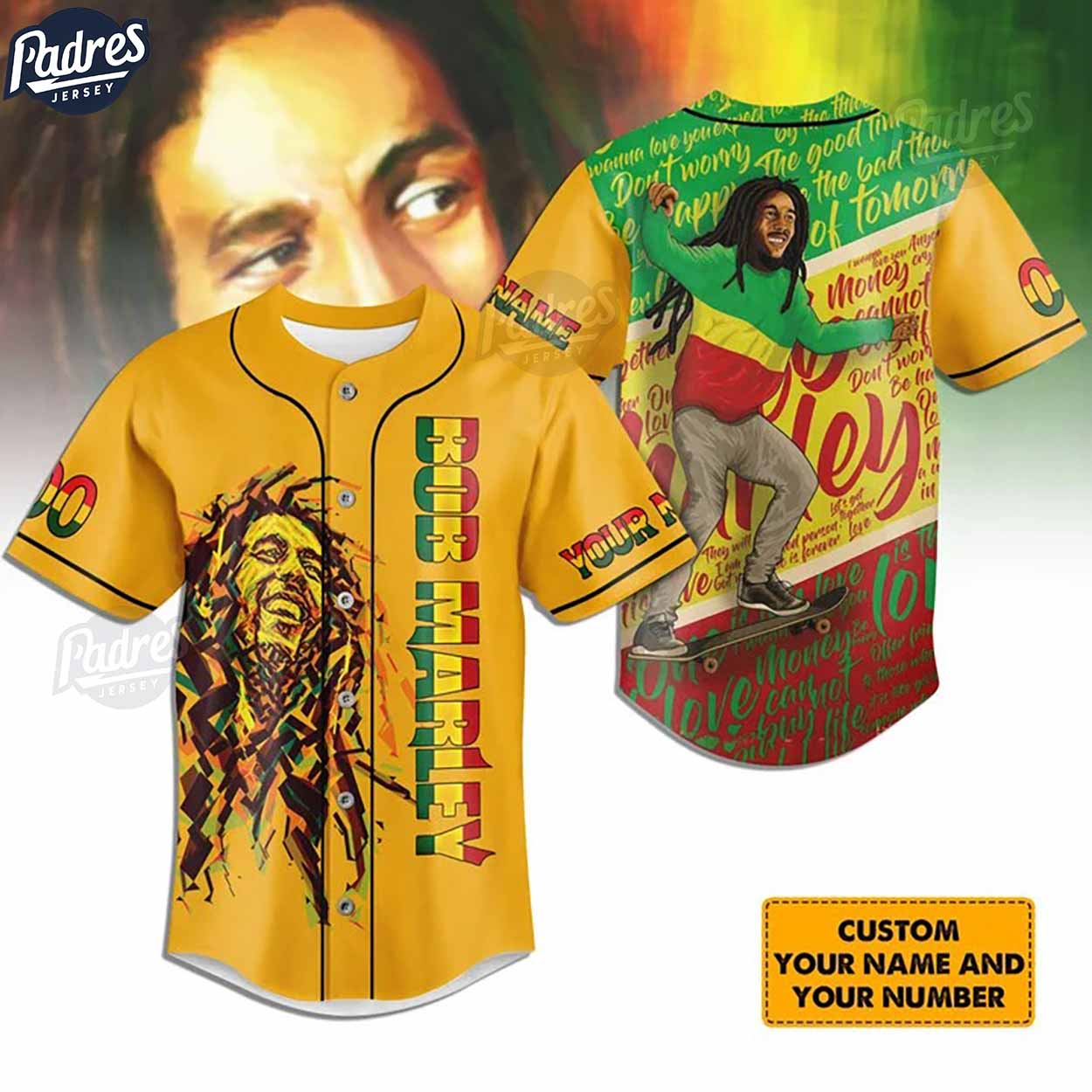 Custom Bob Marley Baseball Jersey - Padres Jersey Oasis: Elevate Your Baseball Style Game