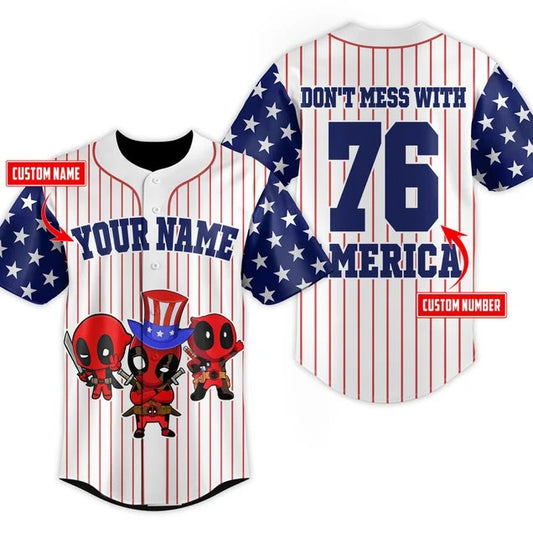 Custom Don't Mess With America Deadpool Baseball Jersey - Padres Jersey Oasis: Elevate Your Baseball Style Game