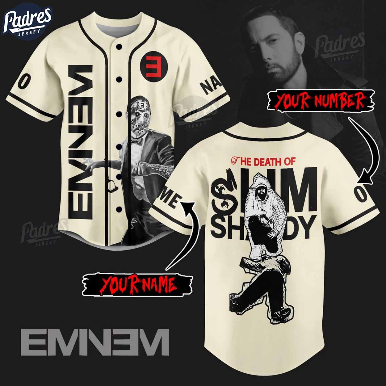 Custom Eminem The Death Of Slim Shady Baseball Jersey - Padres Jersey Oasis: Elevate Your Baseball Style Game