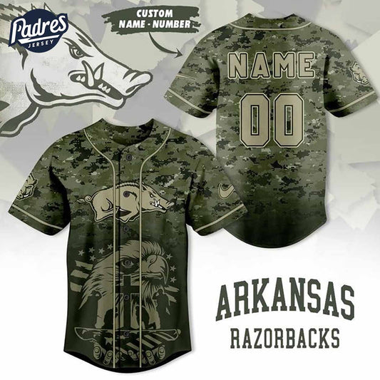 Custom NCAA Arkansas Razorbacks Eagle Camo Baseball Jersey - Padres Jersey Oasis: Elevate Your Baseball Style Game