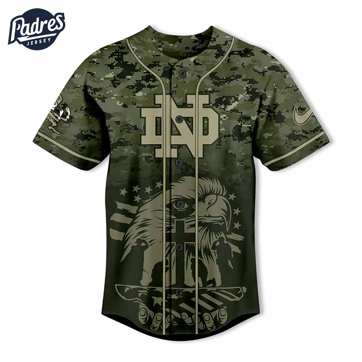 Custom NCAA Notre Dame Fighting Irish Eagle Camo Baseball Jersey - Padres Jersey Oasis: Elevate Your Baseball Style Game