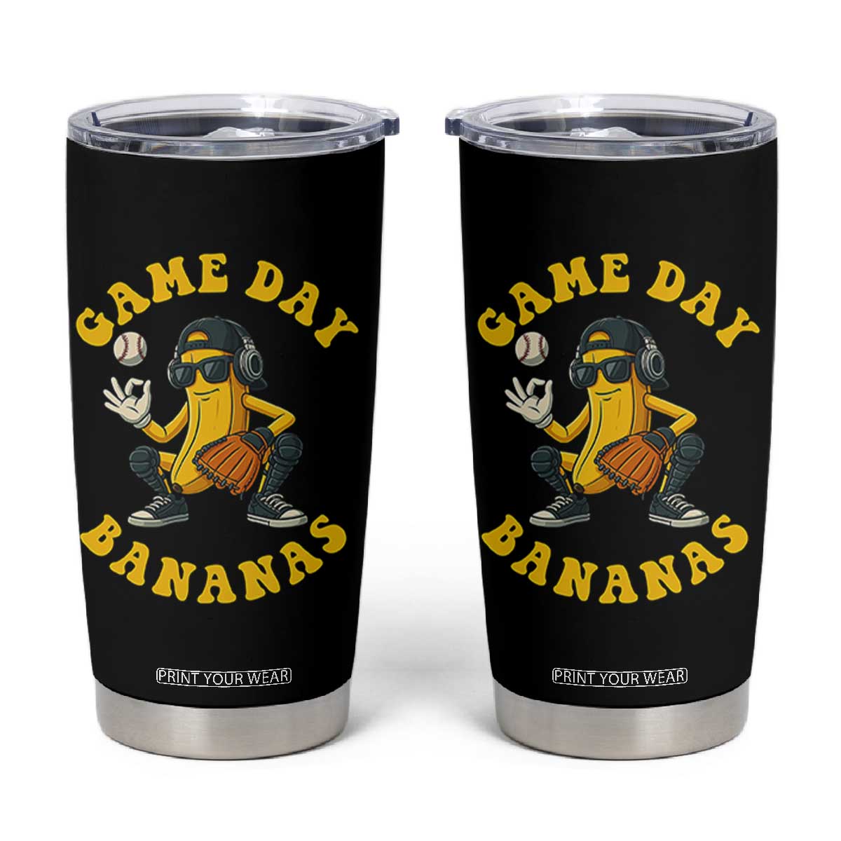 Cute Bananas Graphic Tumbler Cup Game Day Cool Catcher Baseball Lover TS02