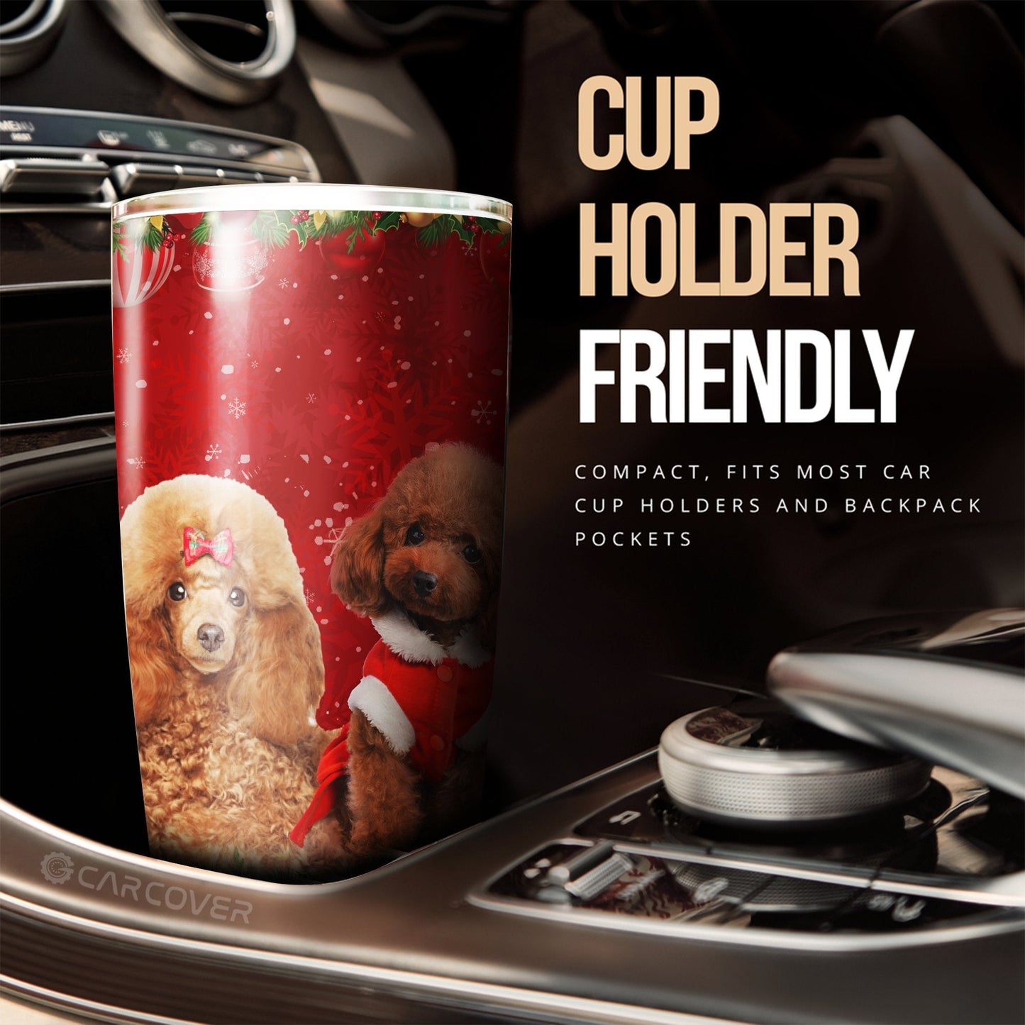 Cute Couple Poodles Tumbler Cup Custom Animal Car Accessories Christmas