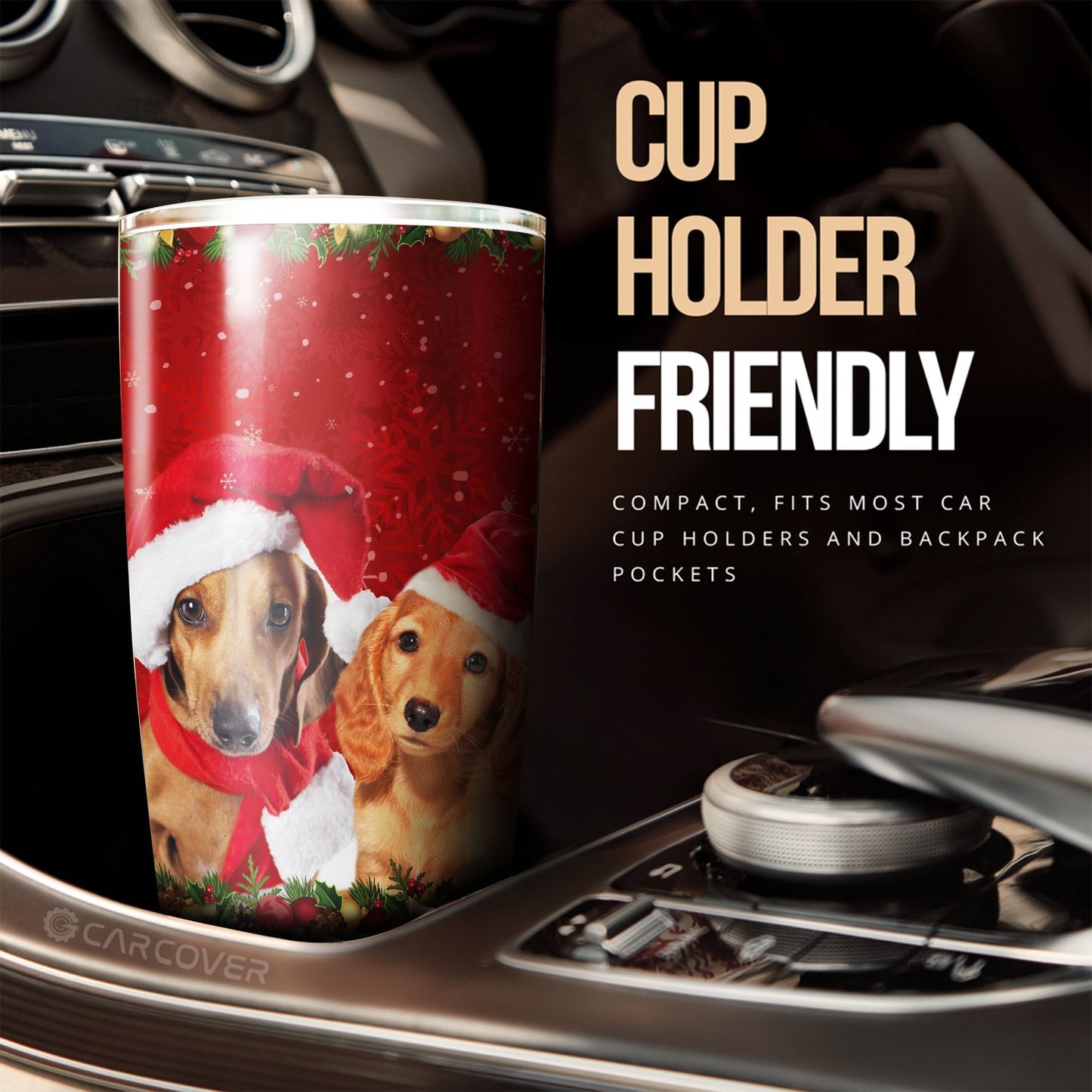 Cute Dachshunds Tumbler Cup Custom Car Interior Accessories Christmas