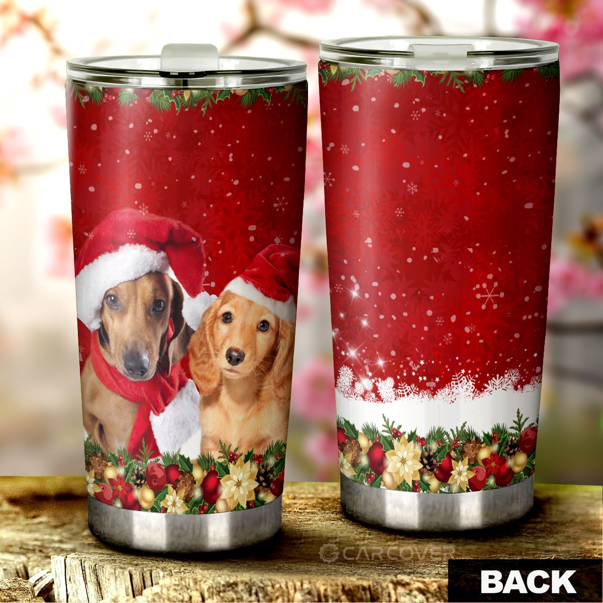 Cute Dachshunds Tumbler Cup Custom Car Interior Accessories Christmas