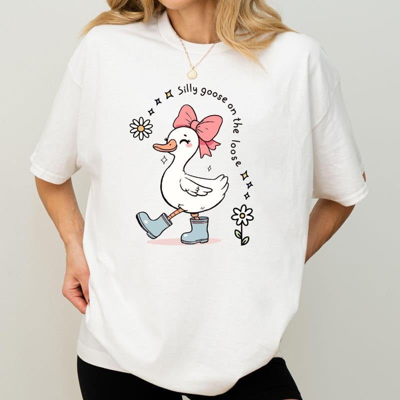 Cute Silly Goose On The Loose Shirt, Funny Farm Animal Shirt, Cute Gift for Girl - Birthday Girl Tee, Silly Goose Sweatshirt