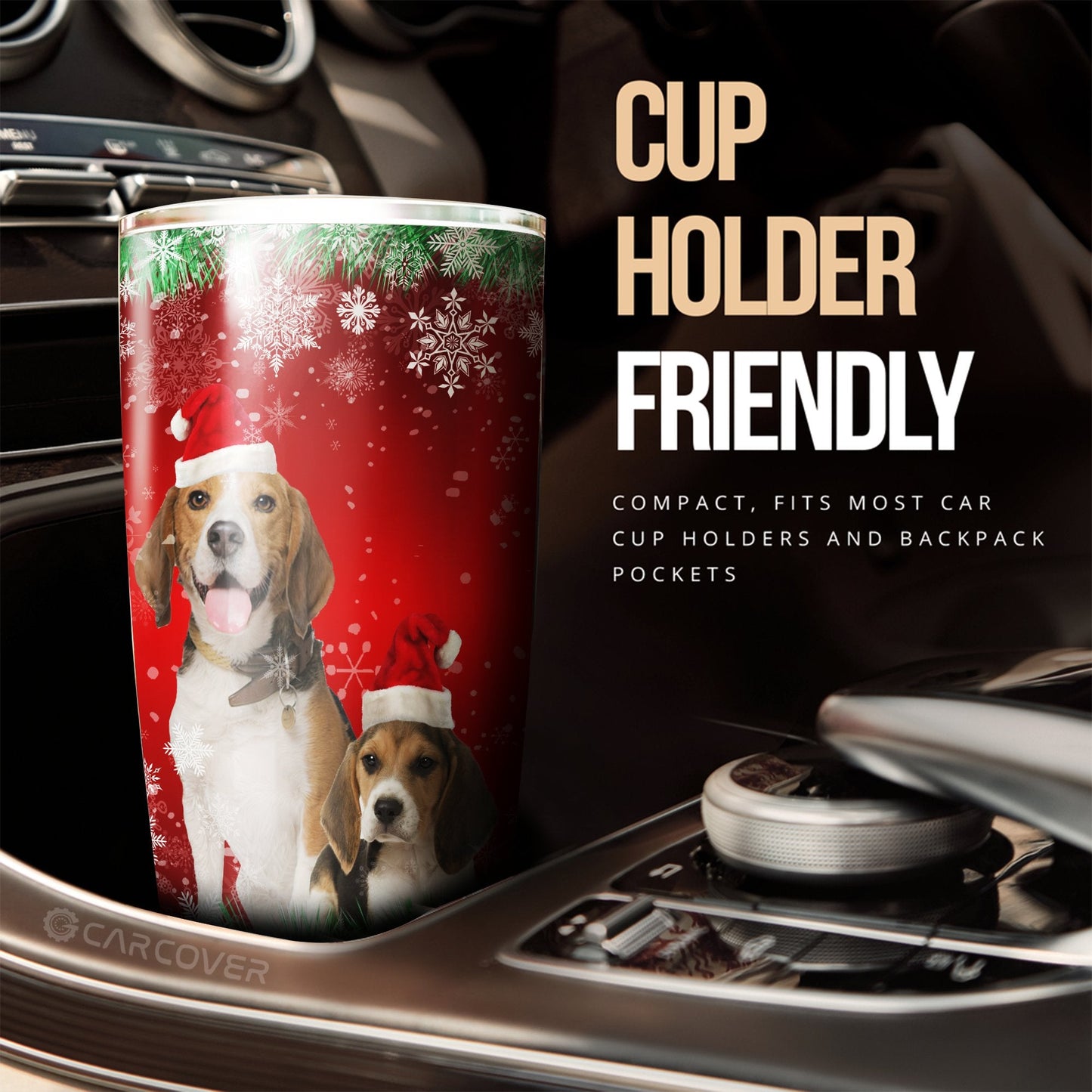 Cute Xmas Beagles Tumbler Cup Custom Car Accessories Christmas Decorations