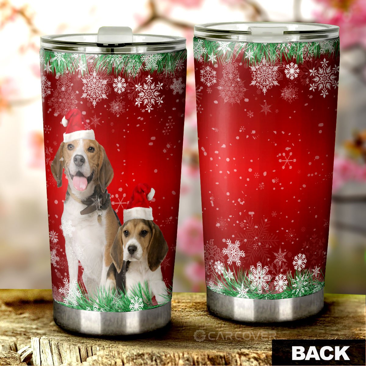 Cute Xmas Beagles Tumbler Cup Custom Car Accessories Christmas Decorations