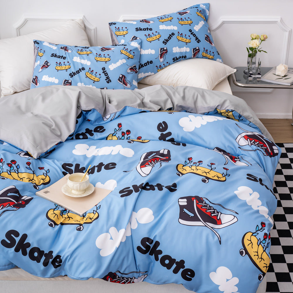 3D Blue Shoes Skateboard Pattern Quilt Cover Set Bedding Set Duvet Cover Pillowcases 520