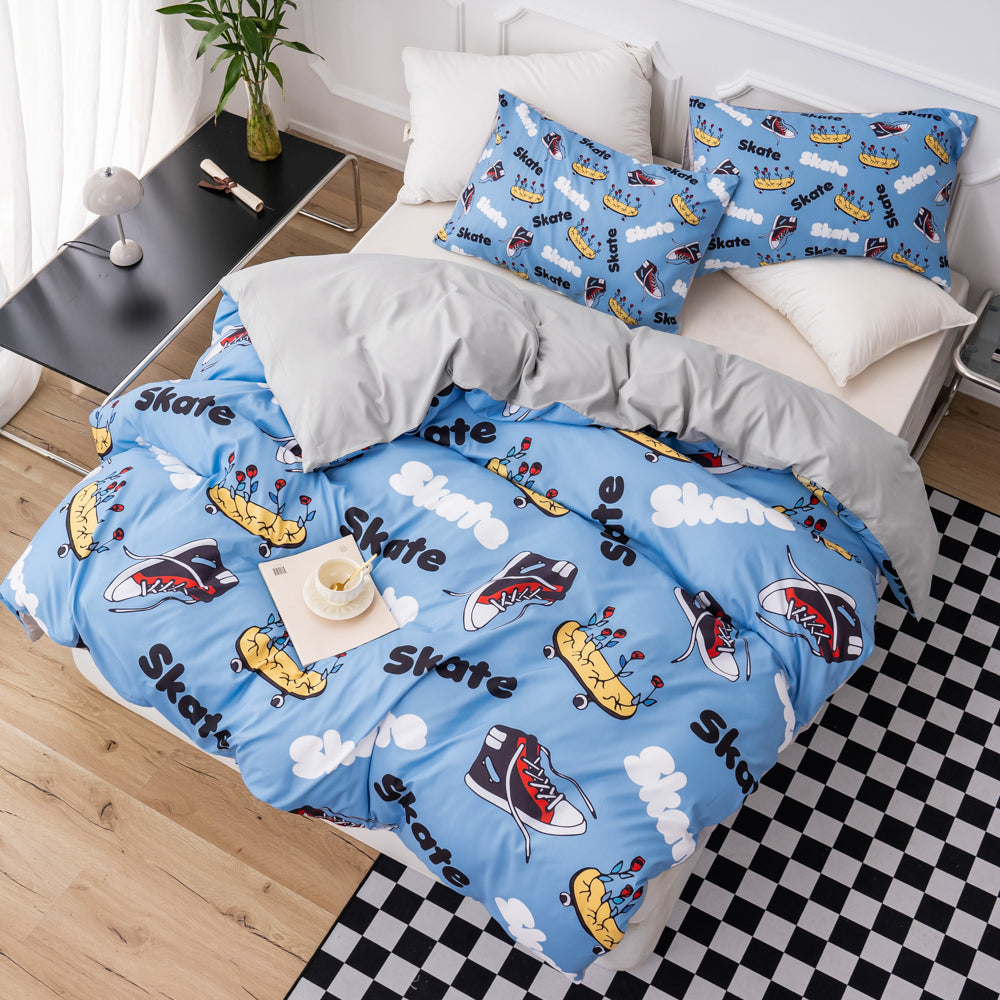 3D Blue Shoes Skateboard Pattern Quilt Cover Set Bedding Set Duvet Cover Pillowcases 520