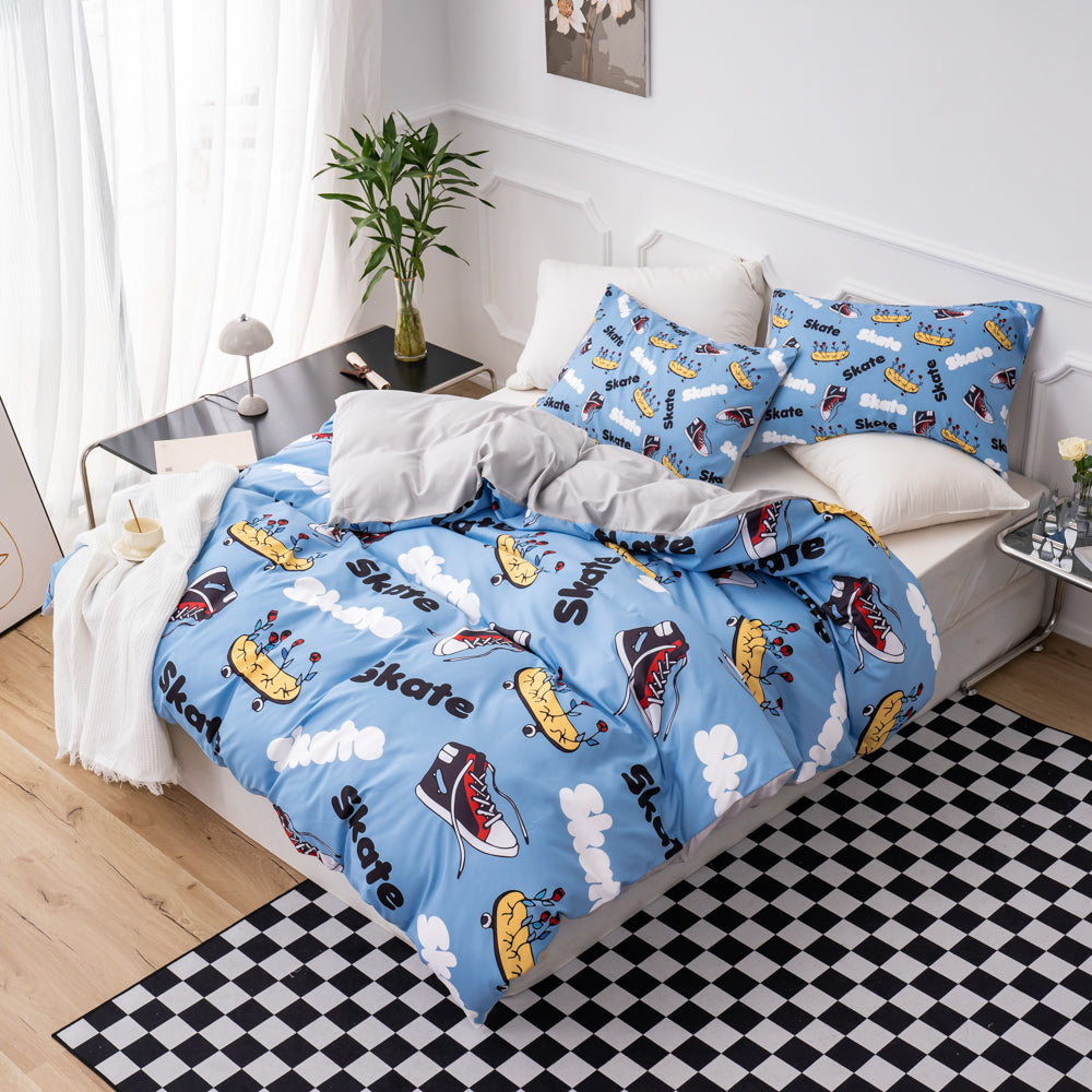 3D Blue Shoes Skateboard Pattern Quilt Cover Set Bedding Set Duvet Cover Pillowcases 520