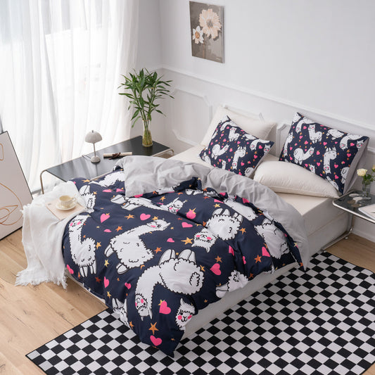 3D Alpaca Cartoon Pattern Quilt Cover Set Bedding Set Duvet Cover Pillowcases 530
