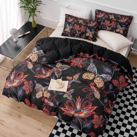 3D Butterfly Floral Red Retro Quilt Cover Set Bedding Set Duvet Cover Pillowcases 533