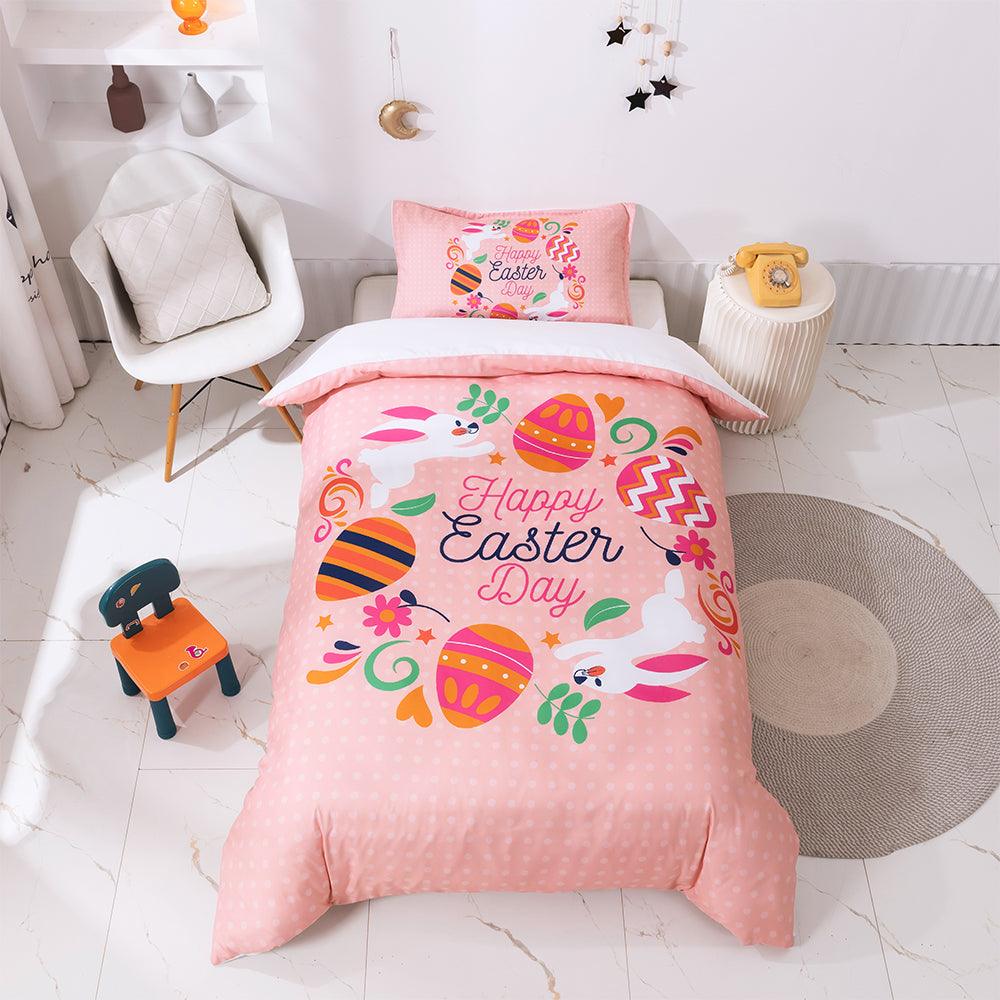 3D Cartoon Pink Rabbit Carrot Quilt Cover Set Bedding Set Duvet Cover Pillowcases 96