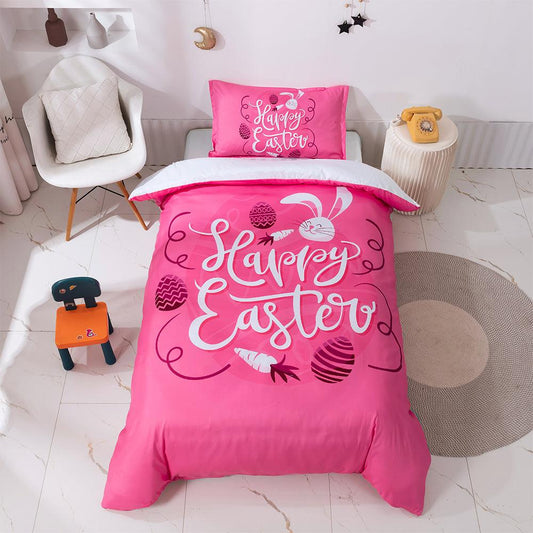 3D Cartoon Pink Rabbit Carrot Quilt Cover Set Bedding Set Duvet Cover Pillowcases 97