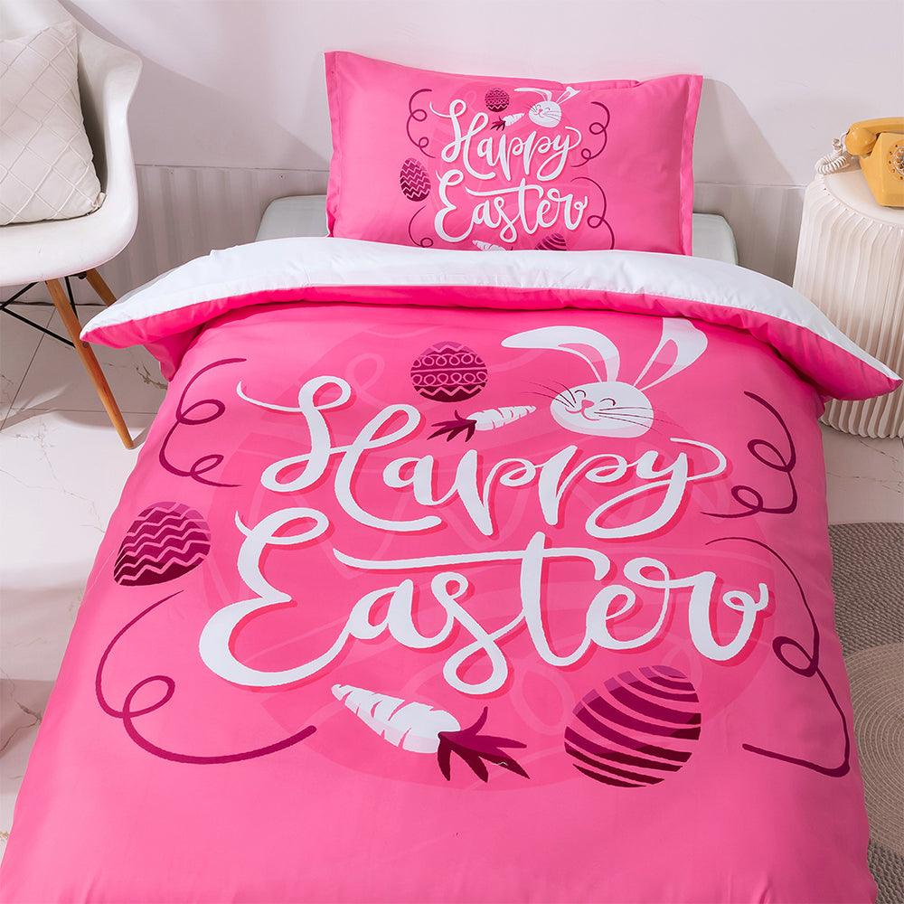 3D Cartoon Pink Rabbit Carrot Quilt Cover Set Bedding Set Duvet Cover Pillowcases 97