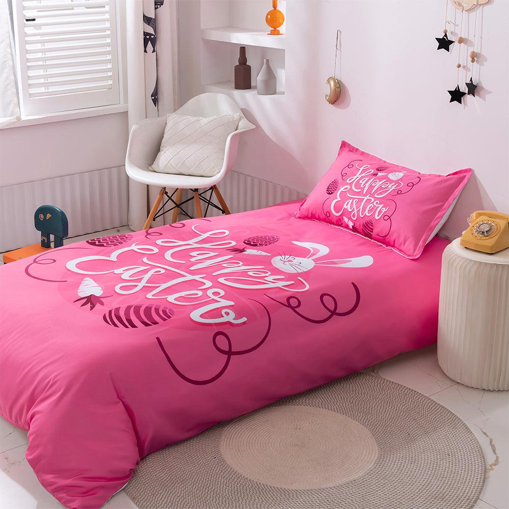 3D Cartoon Pink Rabbit Carrot Quilt Cover Set Bedding Set Duvet Cover Pillowcases 97