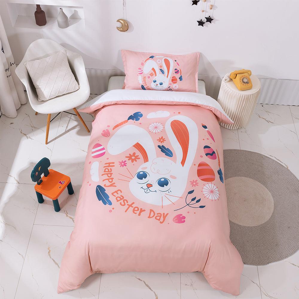 3D Cartoon Pink Rabbit Carrot Quilt Cover Set Bedding Set Duvet Cover Pillowcases 98