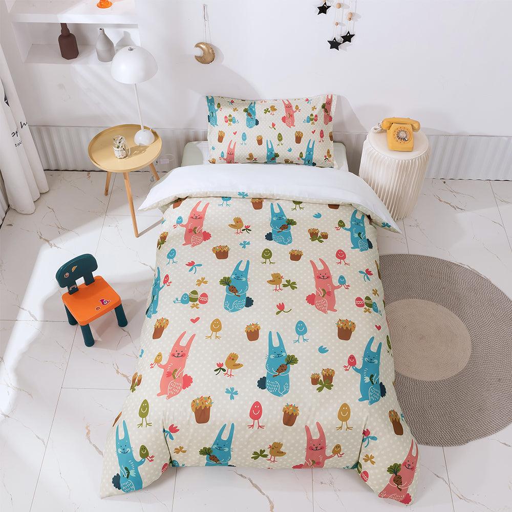 3D Cartoon Animal Rabbit Quilt Cover Set Bedding Set Duvet Cover Pillowcases 100