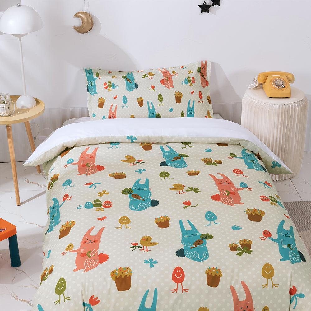 3D Cartoon Animal Rabbit Quilt Cover Set Bedding Set Duvet Cover Pillowcases 100
