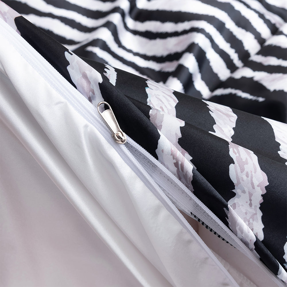 3D Black Stripe Quilt Cover Set Bedding Set Duvet Cover Pillowcases 703