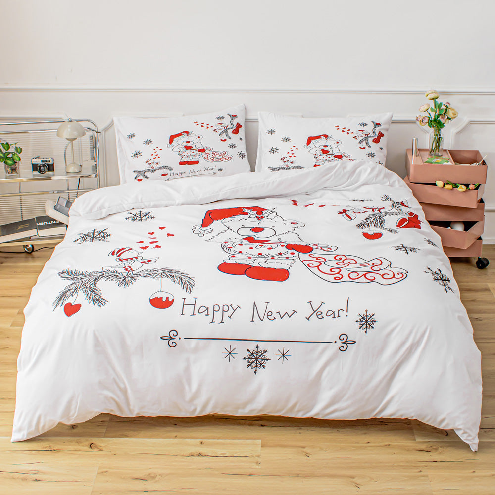 3D Bear Snowflake Pine Needle Christmas Quilt Cover Set Bedding Set Duvet Cover Pillowcases 683