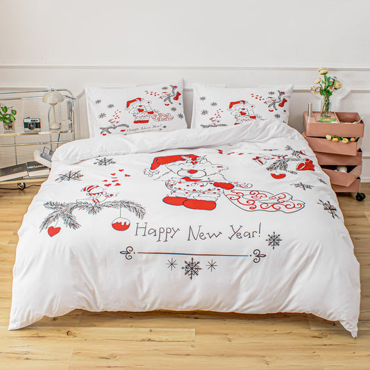 3D Bear Snowflake Pine Needle Christmas Quilt Cover Set Bedding Set Duvet Cover Pillowcases 683