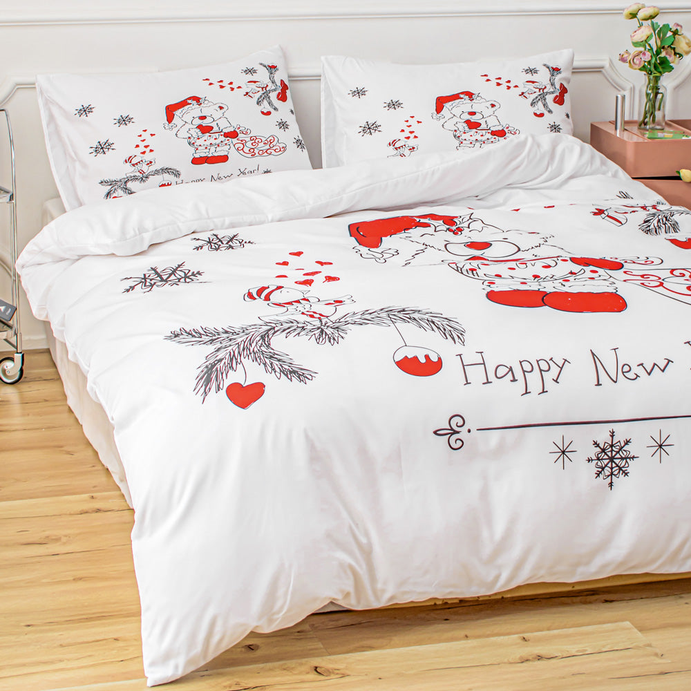 3D Bear Snowflake Pine Needle Christmas Quilt Cover Set Bedding Set Duvet Cover Pillowcases 683