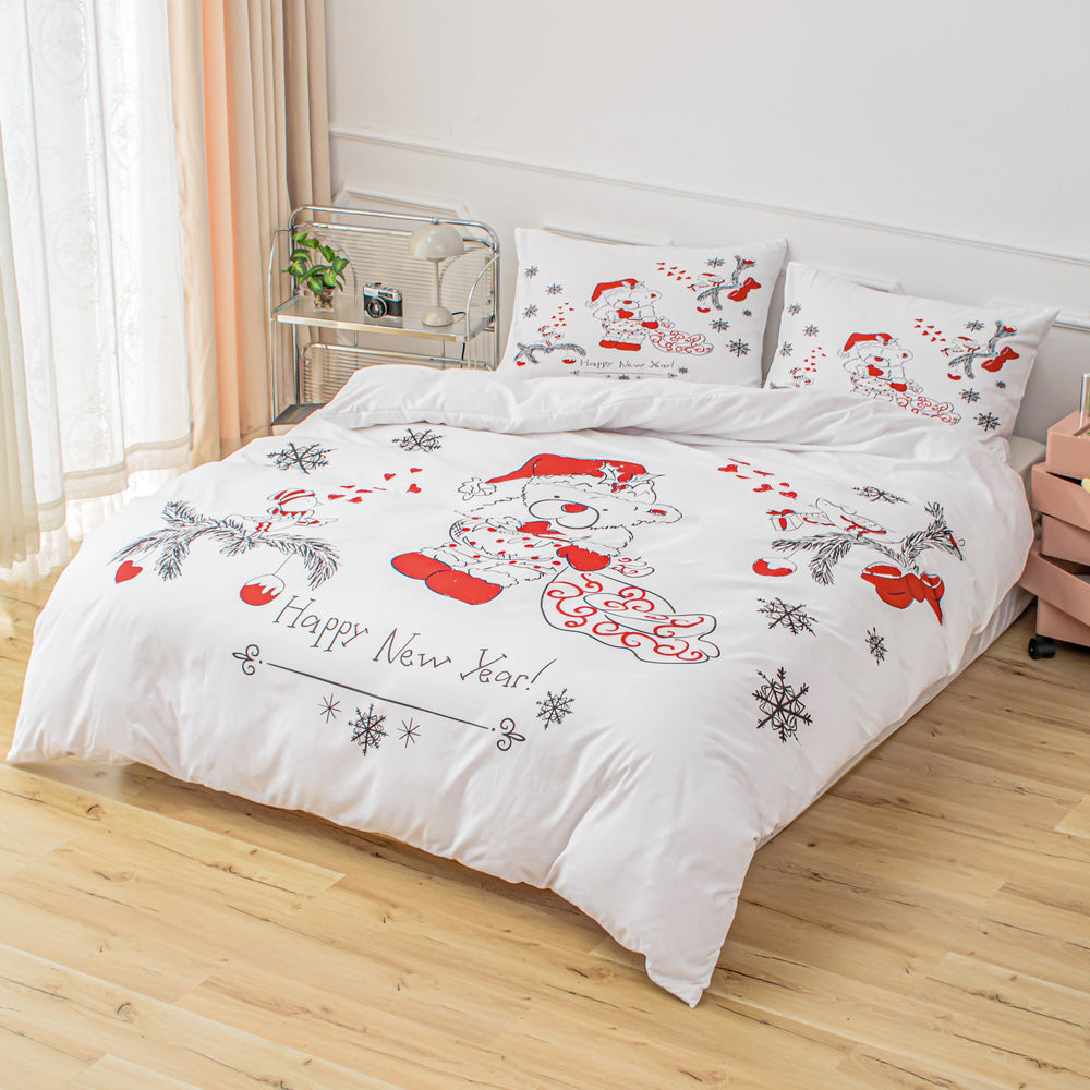 3D Bear Snowflake Pine Needle Christmas Quilt Cover Set Bedding Set Duvet Cover Pillowcases 683