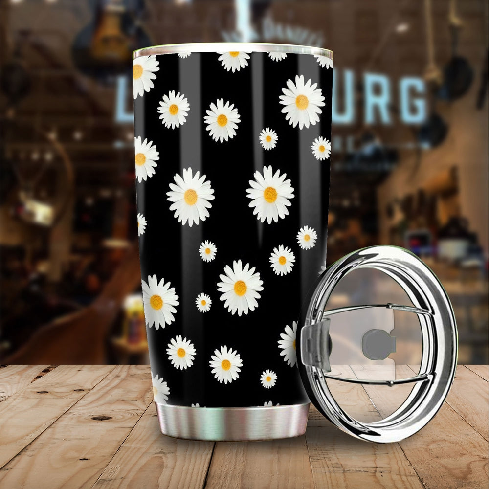 Daisy Tumbler Cup Custom Flower Pattern Car Accessories