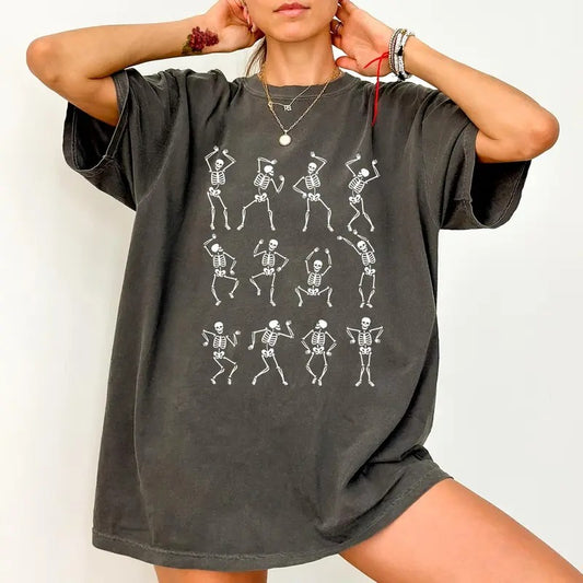 Dancing Skeleton Tee, Funny Skeletons Dancing T-shirt, Funny Halloween Unhinged Shirt, Funny Shirts For Women, Halloween Vibes Tee, Spooky Season Mama Shirt, Comfy Fabric Graphic Tee, Women's Tops, shirt best selling 2025