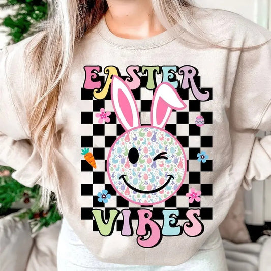 Easter Vibes Smiley Face Shirt, Easter Bunny Shirt, Happy Easter Sweatshirt, Leopard Smiley Bunny Shirt, Peeps Shirt, Smiley Face Trending