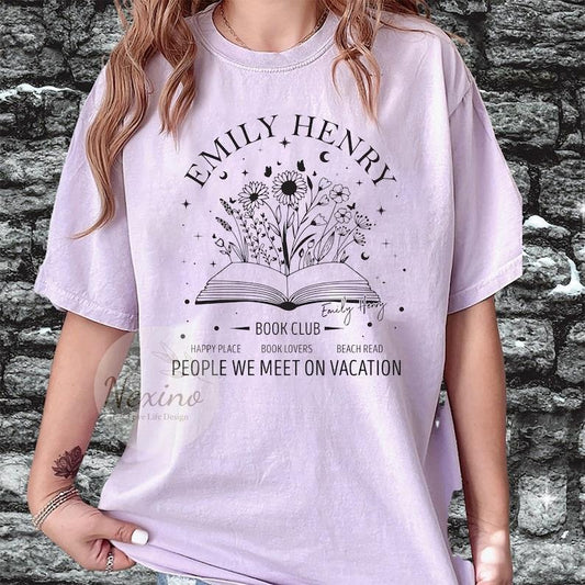 Emily Henry Inspired Bookish T-Shirt, Book Lovers, People We Meet On Vacation, Beach Read T-Shirt, Happy Place, Book Club