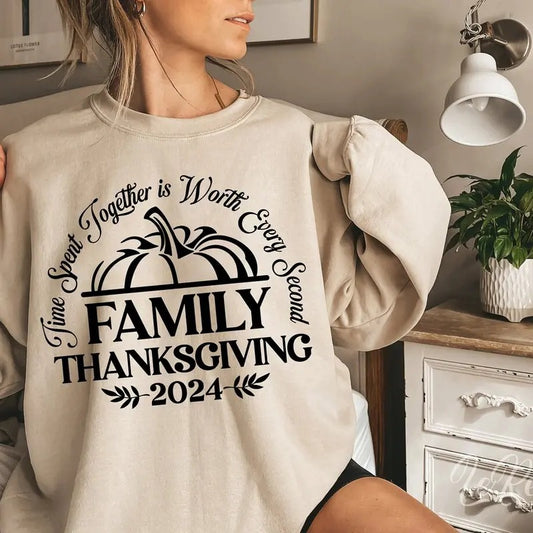 Family Thanksgiving 2024 Shirt,  Thanksgiving Matching Family Shirts Cotton Womenswear