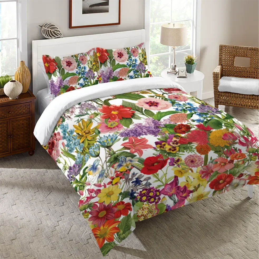 Floral Jumble Duvet Cover Bedding Set | Personalized 3-pc Duvet Cover With Pillowcases