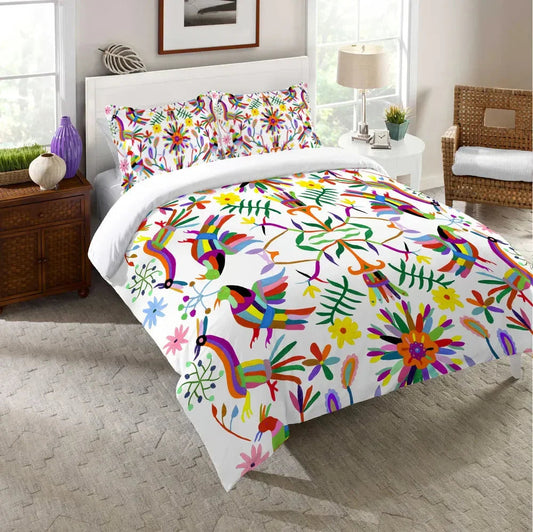 Folk Art Whimsy Duvet Cover Bedding Set | Personalized 3-pc Duvet Cover With Pillowcases