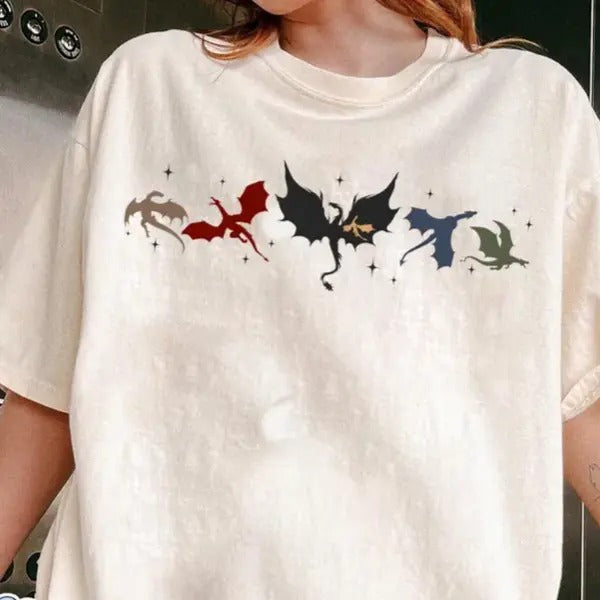 Fourth Wing Series Shirt Onyx Storm Dragon Rider Bookish Tee Unisex Medium-Heavy Fabric Loose Fit Casual Pullover