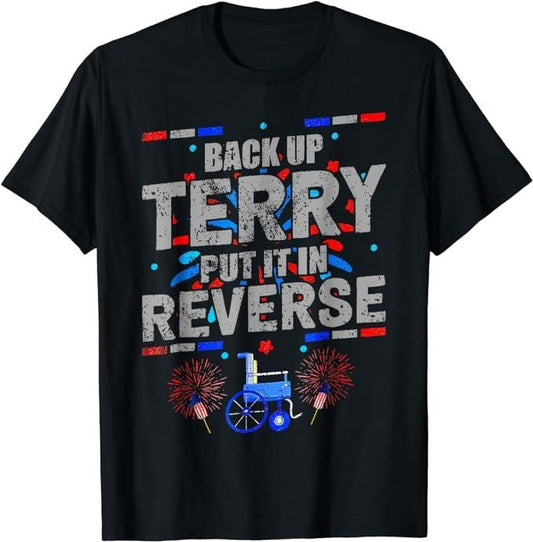 Funny Patriotic Shirts, Retro Back Up Terry Put It In Reverse Fireworks T-Shirt Menswear Top Casual Cotton Basic Fashion